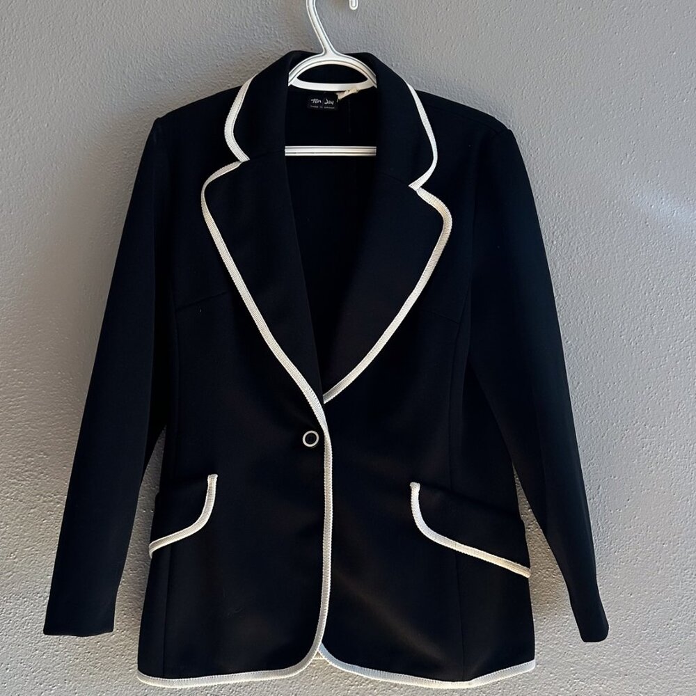 VINTAGE TANJAY Black Sailor Stretch Blazer Jacket